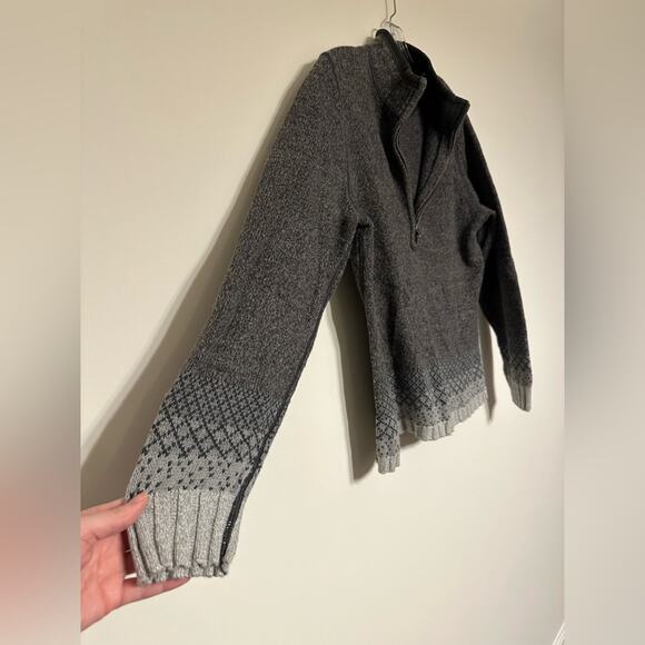 Woolrich 1/4 Zip Ramie Cotton Blend Sweater Size Medium Grey Ombre EUC - Picture 3 of 9